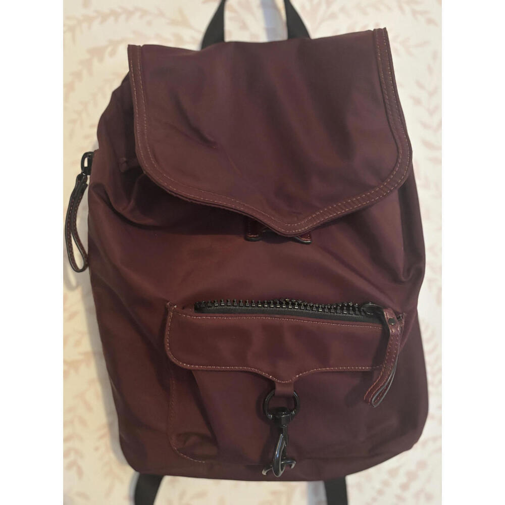 Rebecca Minkoff Maroon Nylon Backpack Pocket Drawstring - Picture 4 of 9
